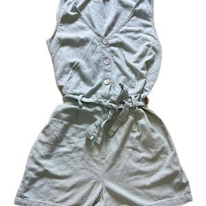 Vero Moda Romper Sz M Light Blue Buttons and Tie Waist
